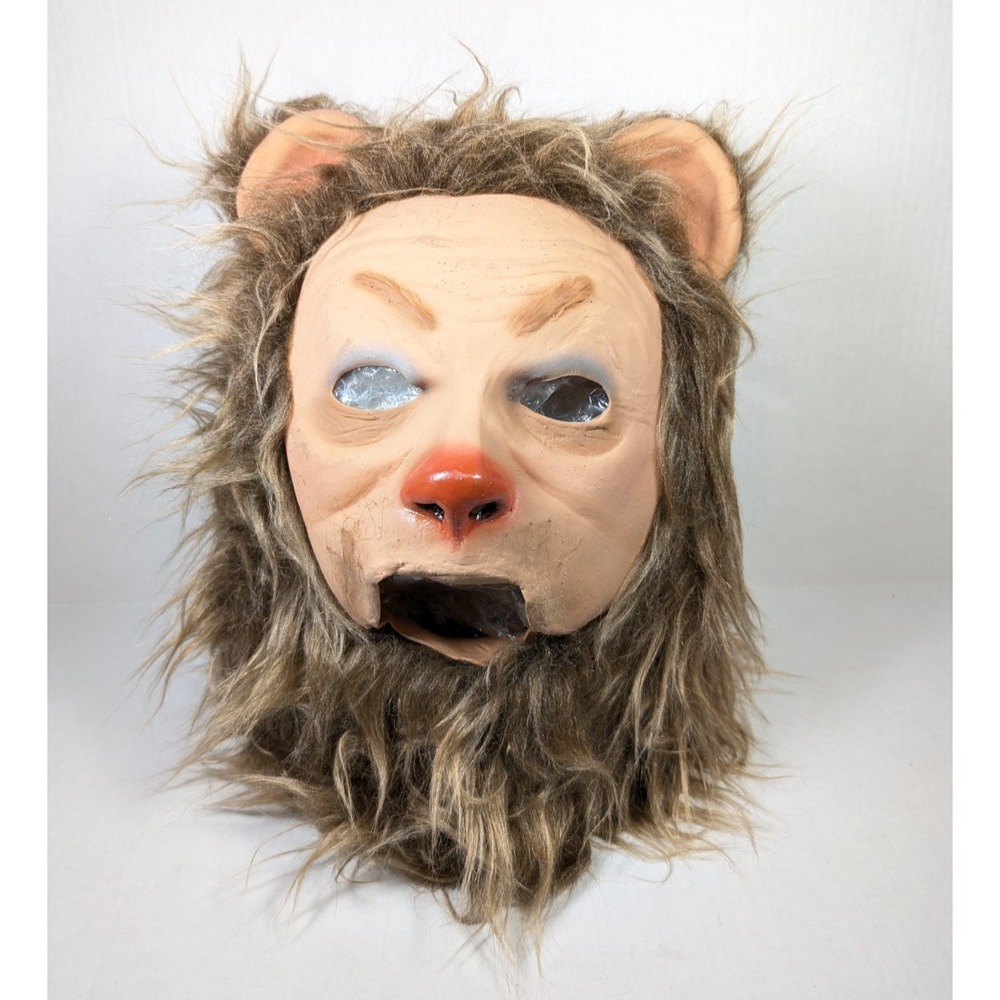 Vintage Wizard of Oz Cowardly Lion Halloween Mask w/ Hair Don Post? Latex